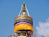 Kathmandu Boudhanath 06 Umbrella And Spire At Top Of Boudhanath Stupa Close Up